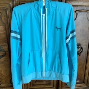 Victoria’s Secret lightweight hooded jacket, size L, light blue, lined